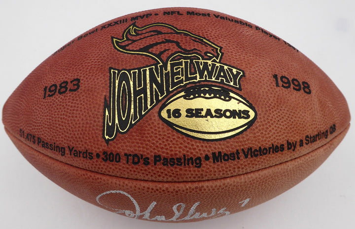 John Elway Signed NFL Leather Football Limited Edition Broncos Beckett #BP55351