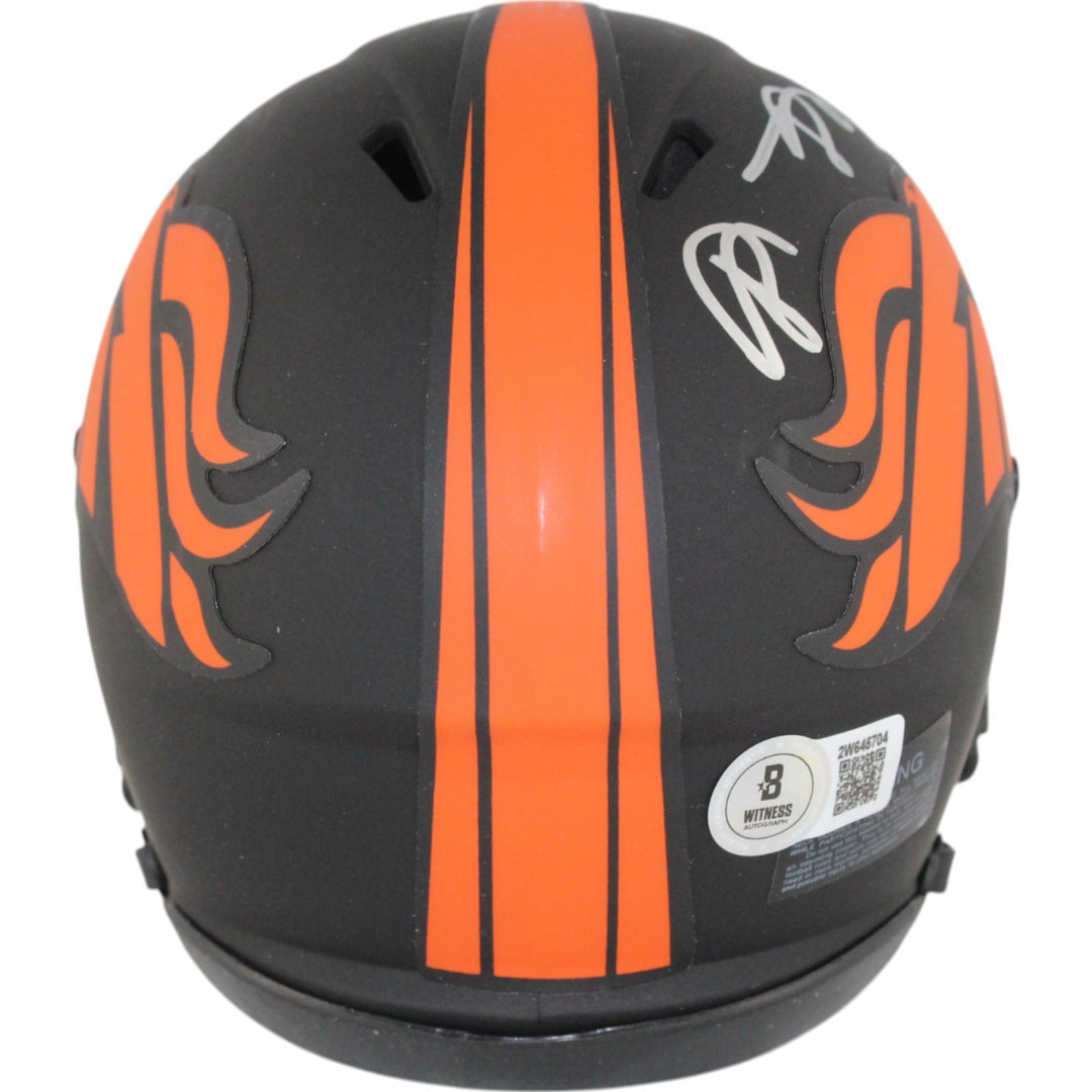 Shannon Sharpe Autographed Denver Broncos Eclipse Mini Helmet Beckett WIT 50804
