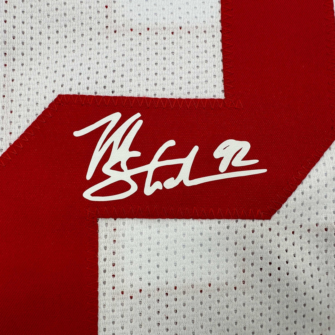 Facsimile Autographed Michael Strahan New York White Reprint Jersey Size Mens XL