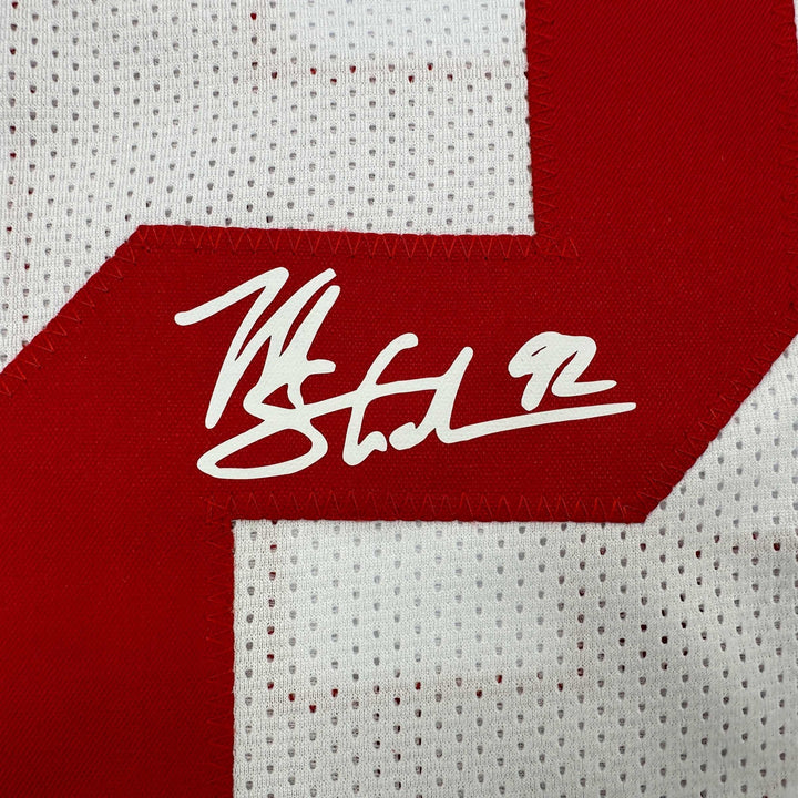 Facsimile Autographed Michael Strahan New York White Reprint Jersey Size Mens XL