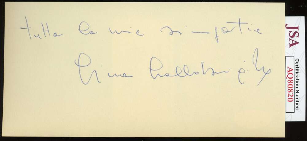 Gina Lollobrigida JSA Coa Signed Vintage Album Page Autograph
