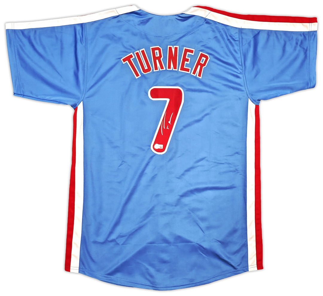 Philadelphia Phillies Trea Turner Signed Blue Jersey Beckett Witness