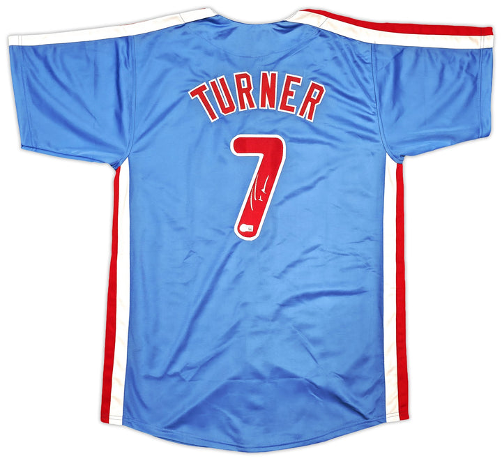 Philadelphia Phillies Trea Turner Signed Blue Jersey Beckett Witness