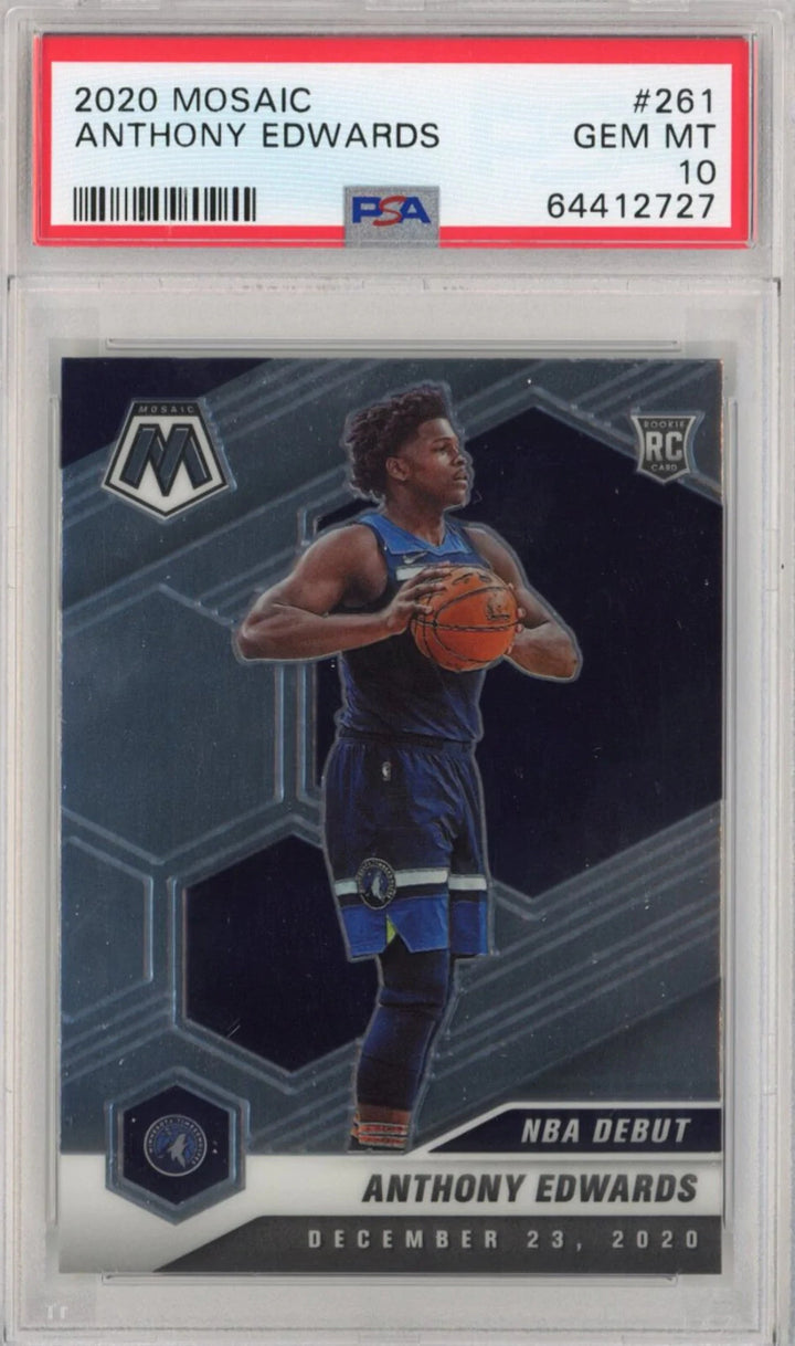 Graded 2020-21 Panini Mosaic Anthony Edwards #261 Rookie RC Card PSA 10 Gem Mint