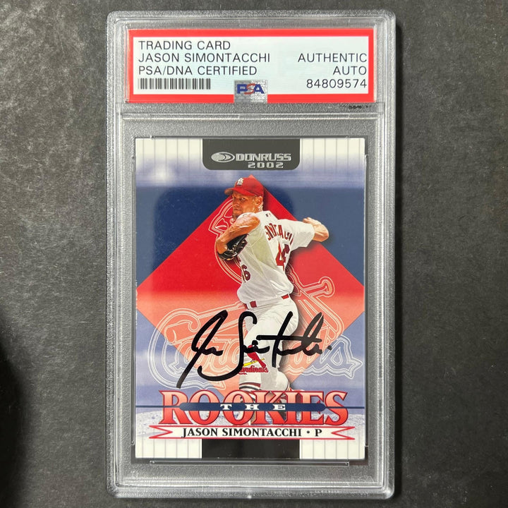 2002 Donruss The Rookies #3 Jason Simontacchi Signed Card PSA Slabbed Auto Cardi