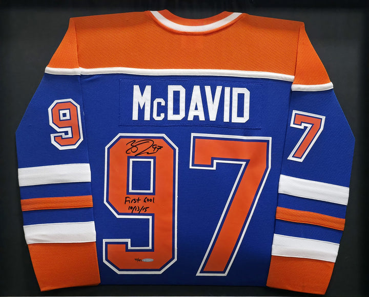 Oilers Connor McDavid Signed 2015 Alternate M&N Jersey "1st Goal" #/97 UDA Holo
