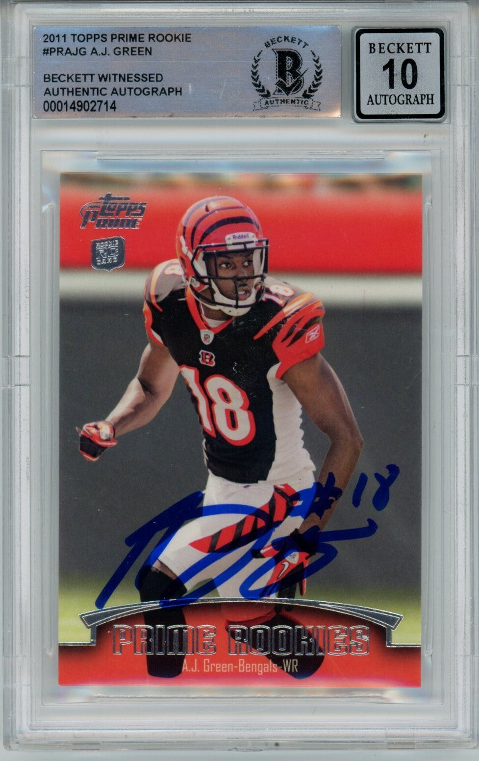 AJ Green Signed Bengals 2011 Topps Prime #PR-AJG Beckett Auto 10 40689