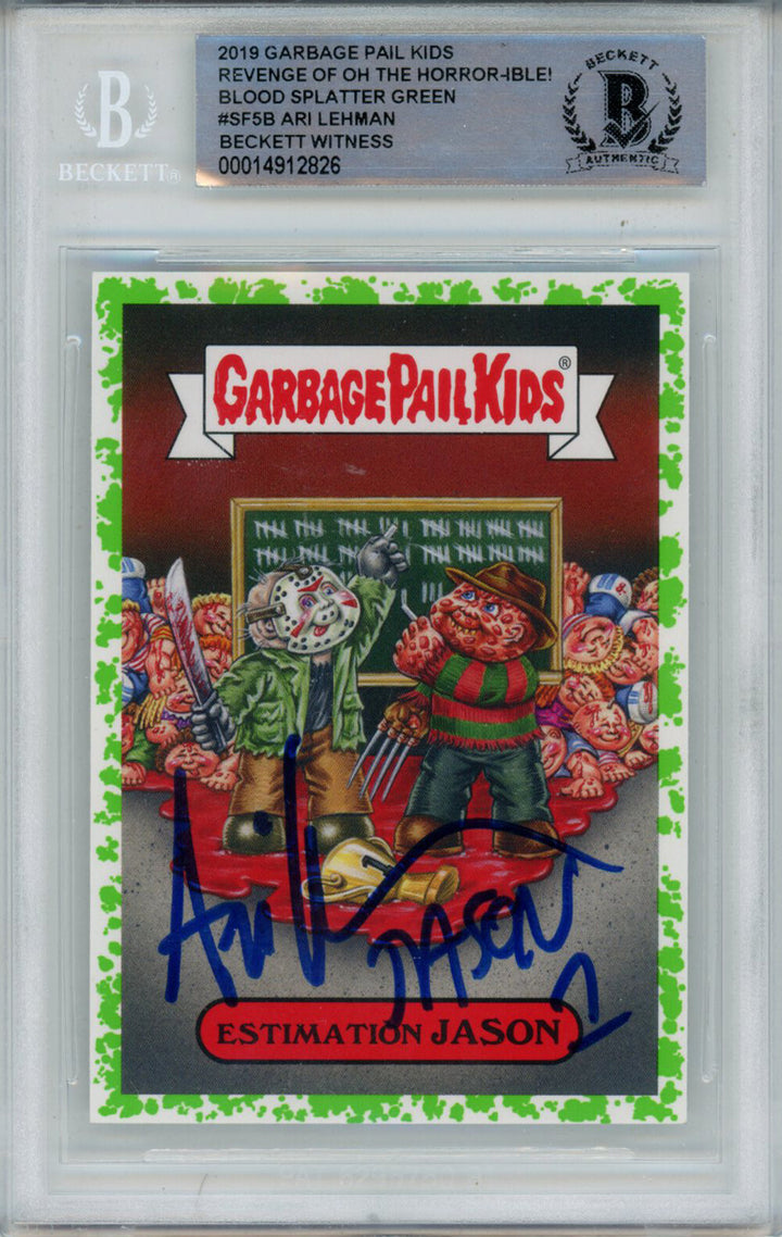 Ari Lehman Signed Garbage Pail Kids Green Estimation Jason #SF5B BAS Slab 43072
