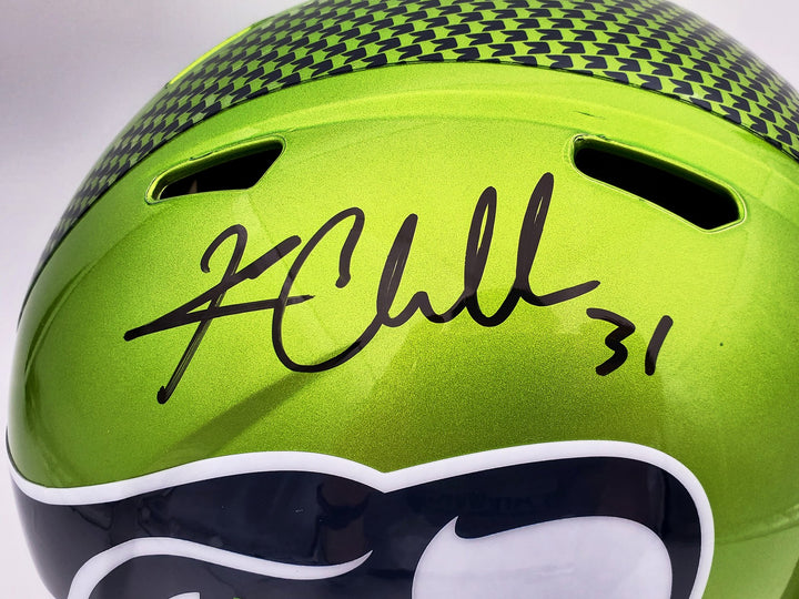 Kam Chancellor Auto Seahawks Flash Green Full Size Replica Speed Helmet MCS Holo