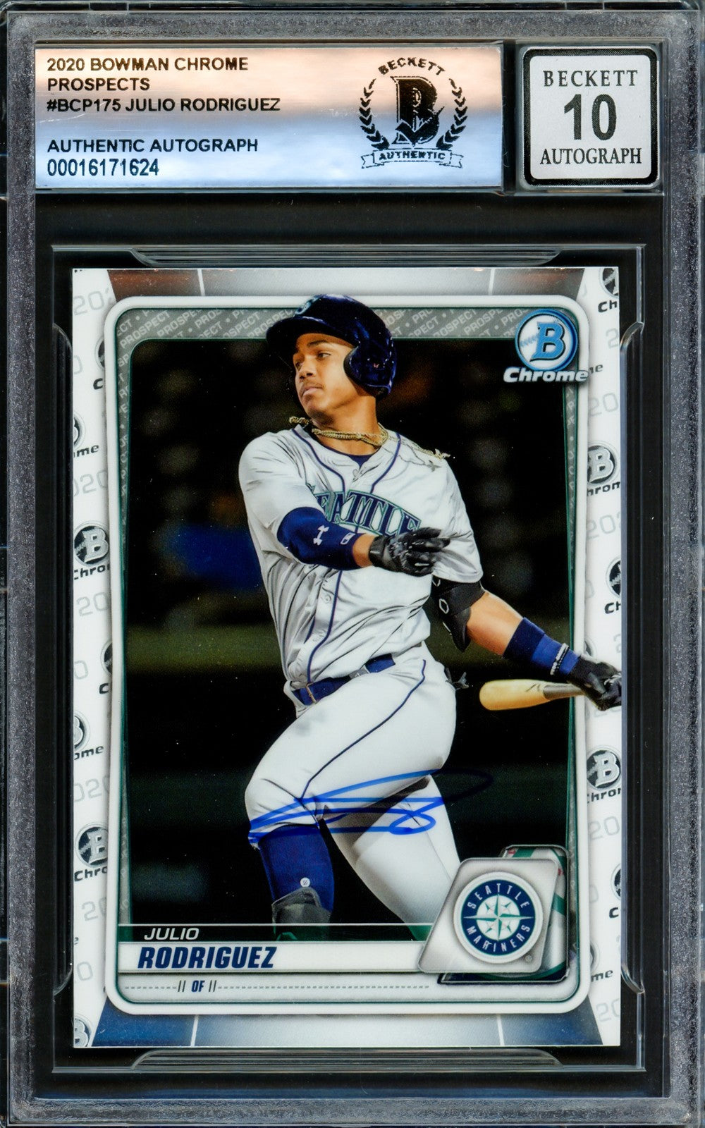 Julio Rodriguez 2020 Bowman Chrome Prospects Signed Trading Card Beckett BAS