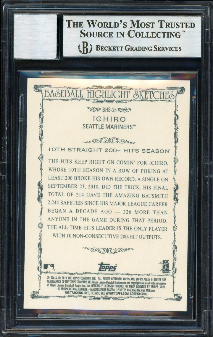 Ichiro Suzuki Auto 2011 Topps Allen Ginter Highlight Sketches Card BHS-25 Sig 10