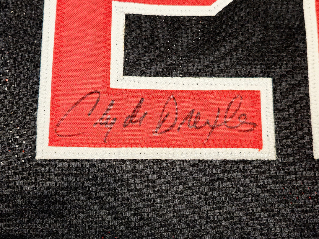 Portland Trailblazers Clyde Drexler Signed Black & Red Jersey JSA