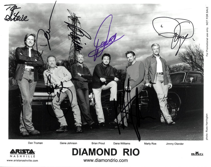 Diamond Rio Band signed Artisa/BMG B&W Promo 8x10 – 6 Sigs-To Steve – COA