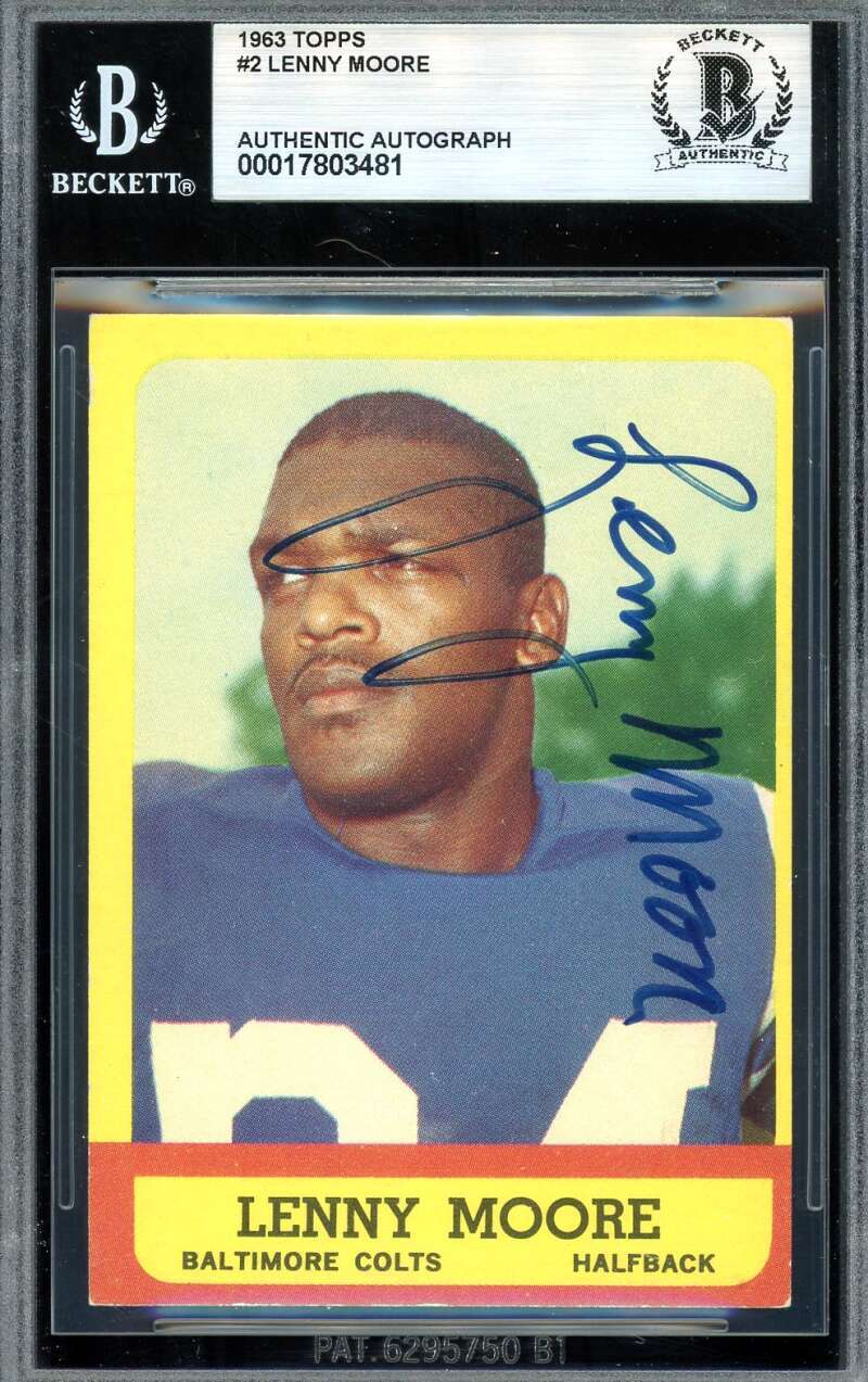 Lenny Moore Beckett BAS Signed 1963 Topps Autograph