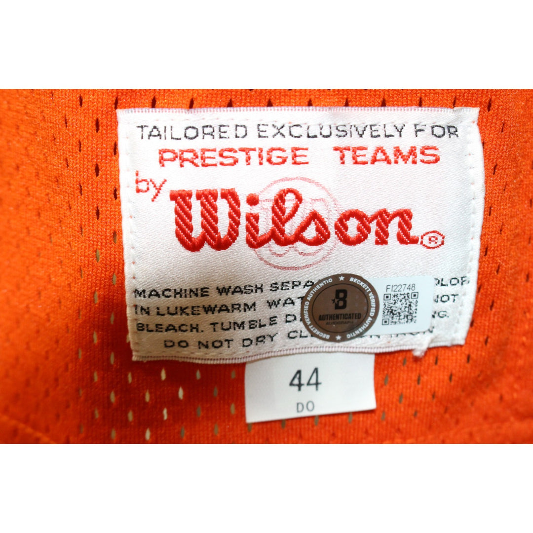 John Elway Autographed Denver Broncos Wilson Sz 44 Orange Jersey Beckett 52845