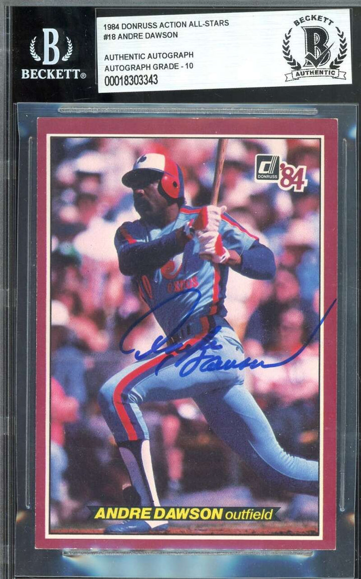 Andre Dawson Gem Mint 10 Beckett BAS Signed 1984 Donruss Action All Stars