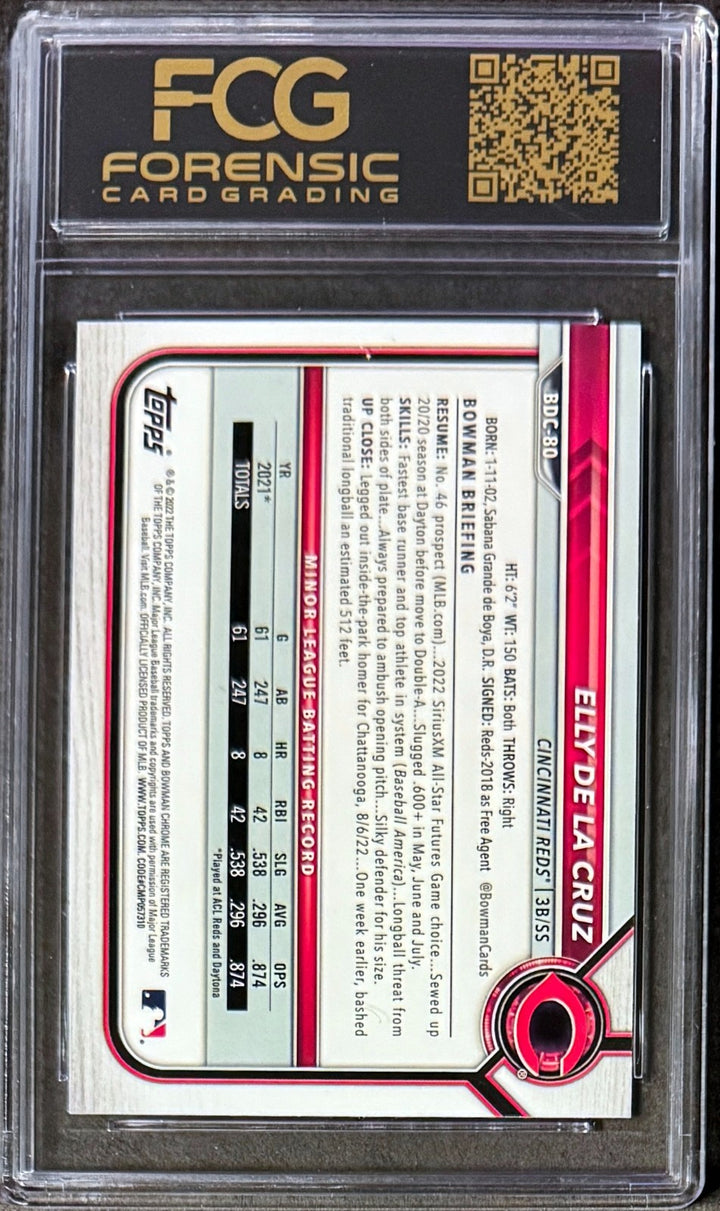 Elly De La Cruz 2022 Bowman Draft Chrome Rookie Card (RC) #BDC-80-FCG Graded 9.5