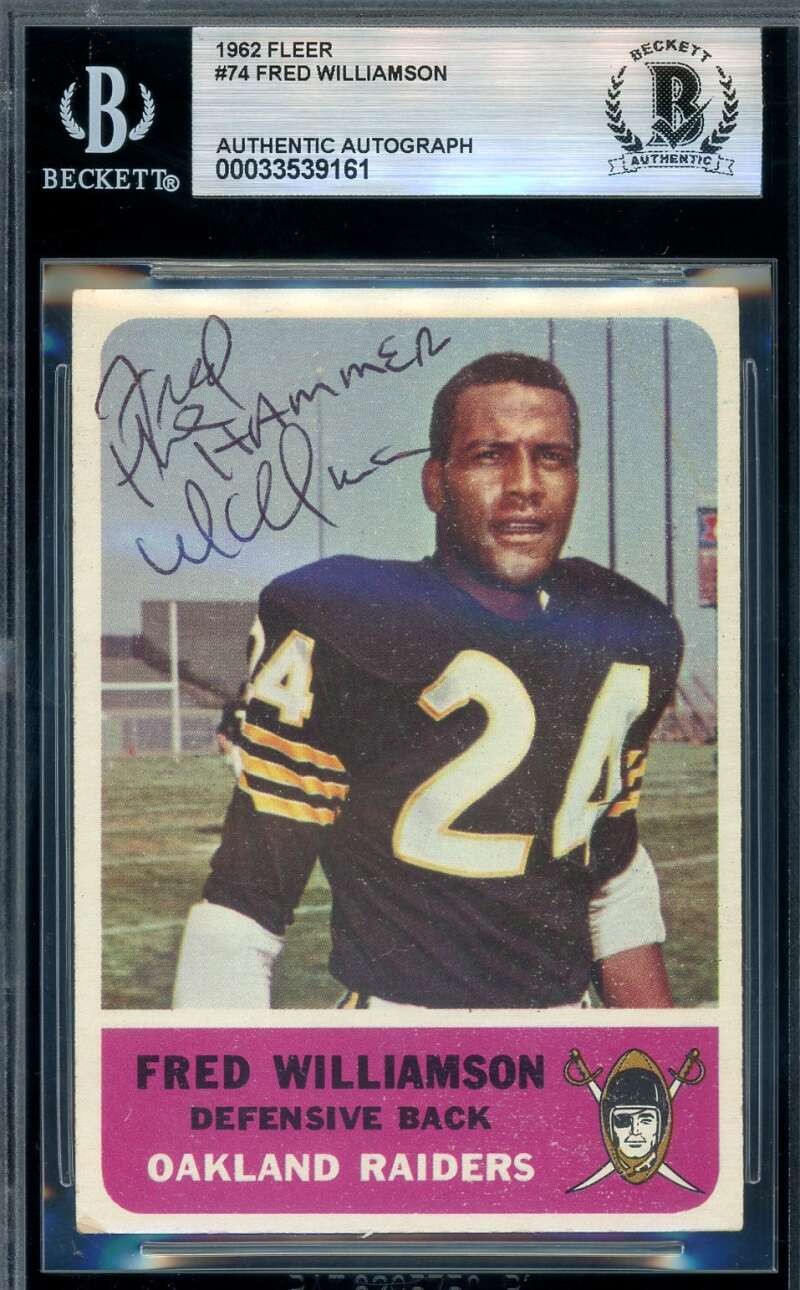 Fred Williamson Beckett BAS Vintage Signed 1962 Fleer Rookie Autograph