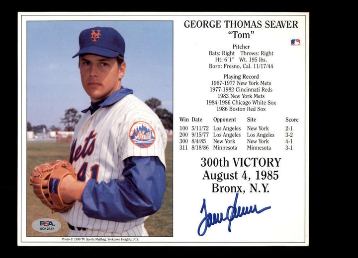 Tom Seaver PSA DNA Autograph 8x10 Photo Signed Mets