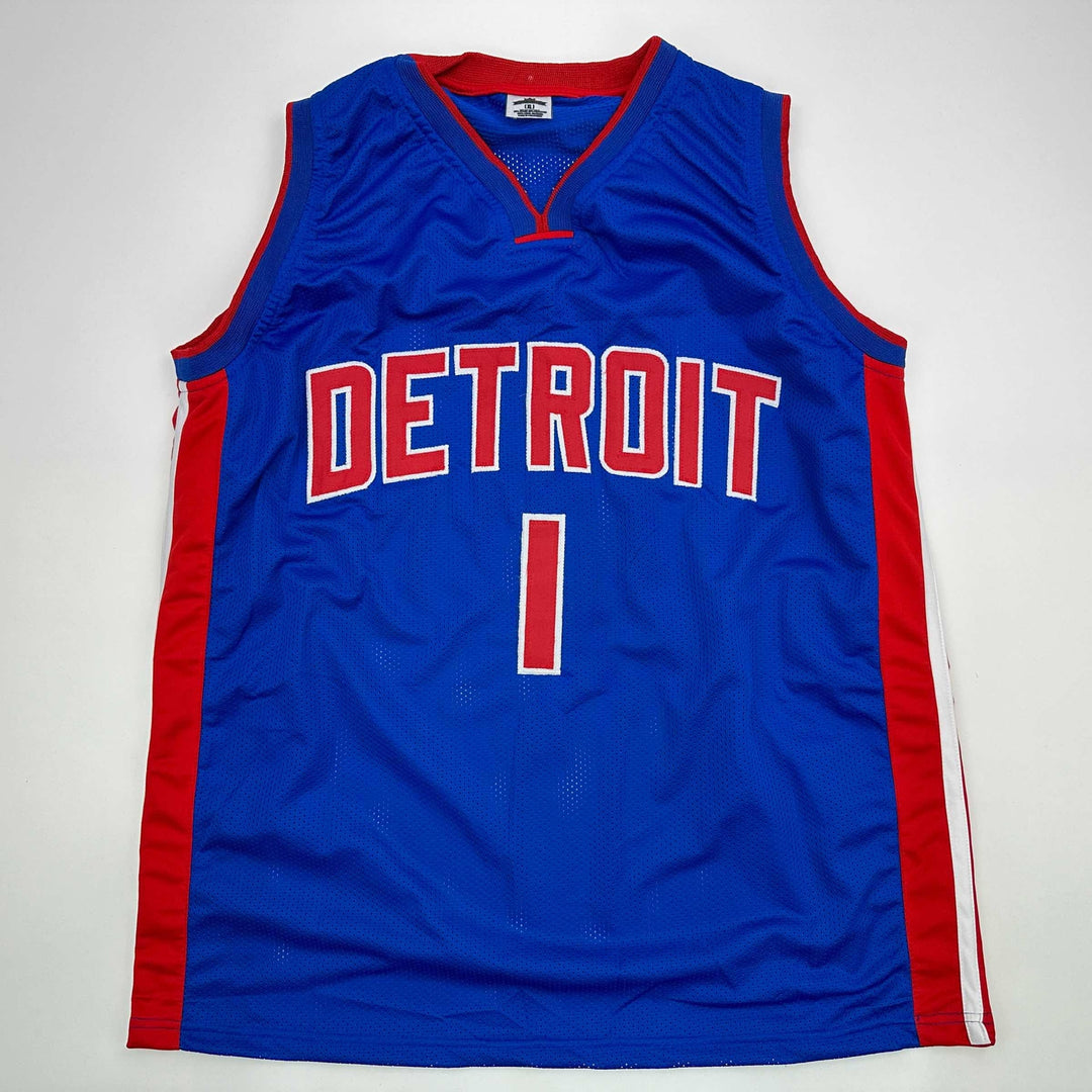 Facsimile Autographed Chauncey Billups Detroit Blue Reprint Jersey Size Men's XL