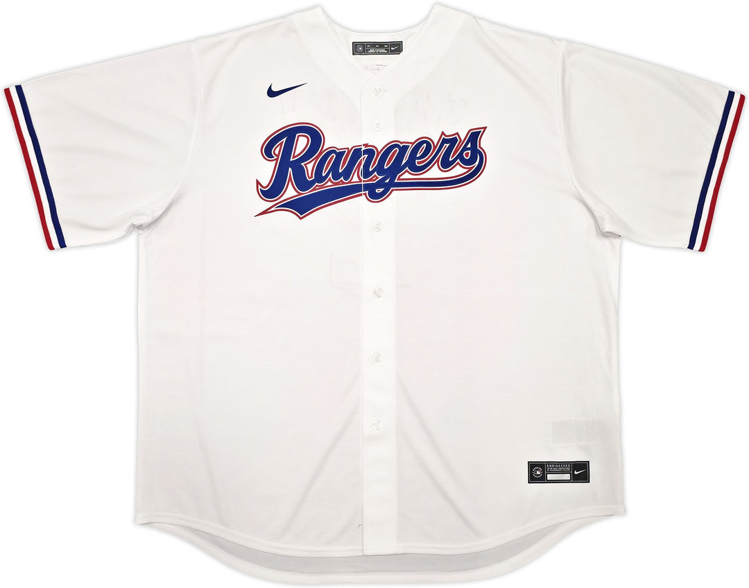 Rangers Evan Carter Signed White Nike Jersey Size XXL "23 WS Champs" Beckett Wit