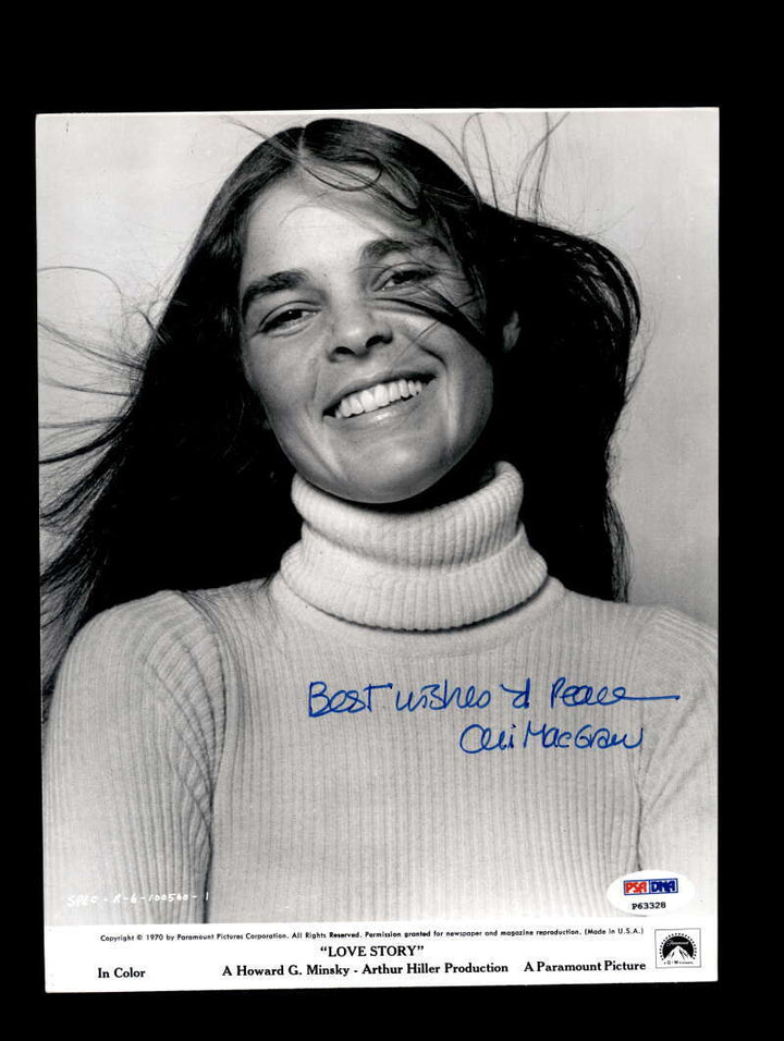 Ali MacGraw PSA DNA Coa Signed 8x10 Photo Autograph