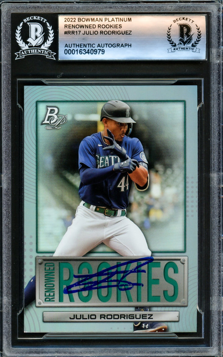 Julio Rodriguez Signed 2022 Bowman Platinum Renowned Rookies RC #RR17 Mariners