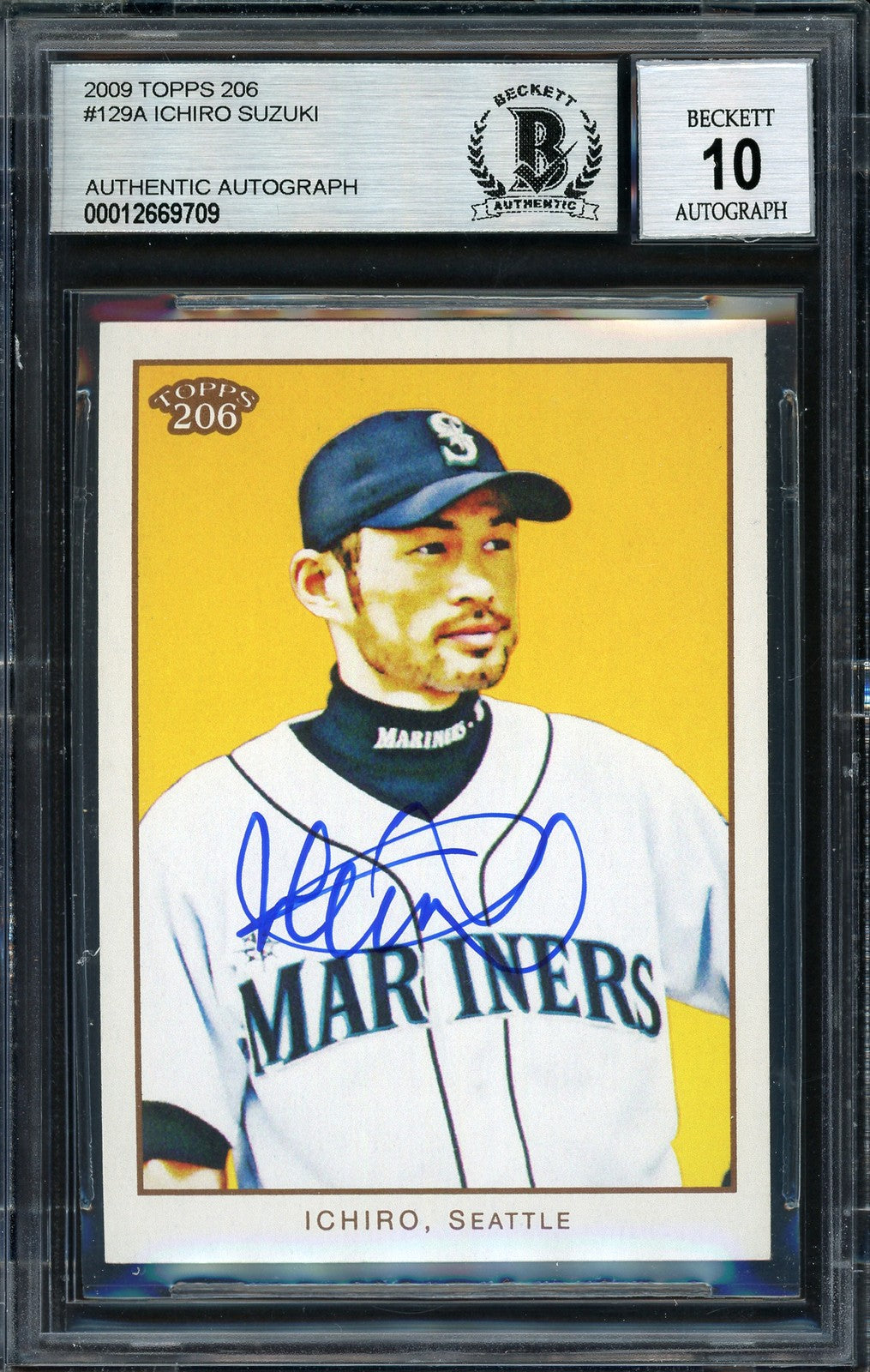 Ichiro Suzuki Signed 2009 Topps 206 Card 129 Mariners Auto 10 Beckett #12669709