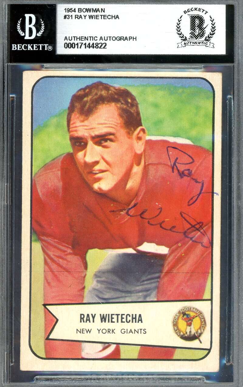 Ray Wietecha Beckett BAS Signed 1954 Bowman Rookie Autograph