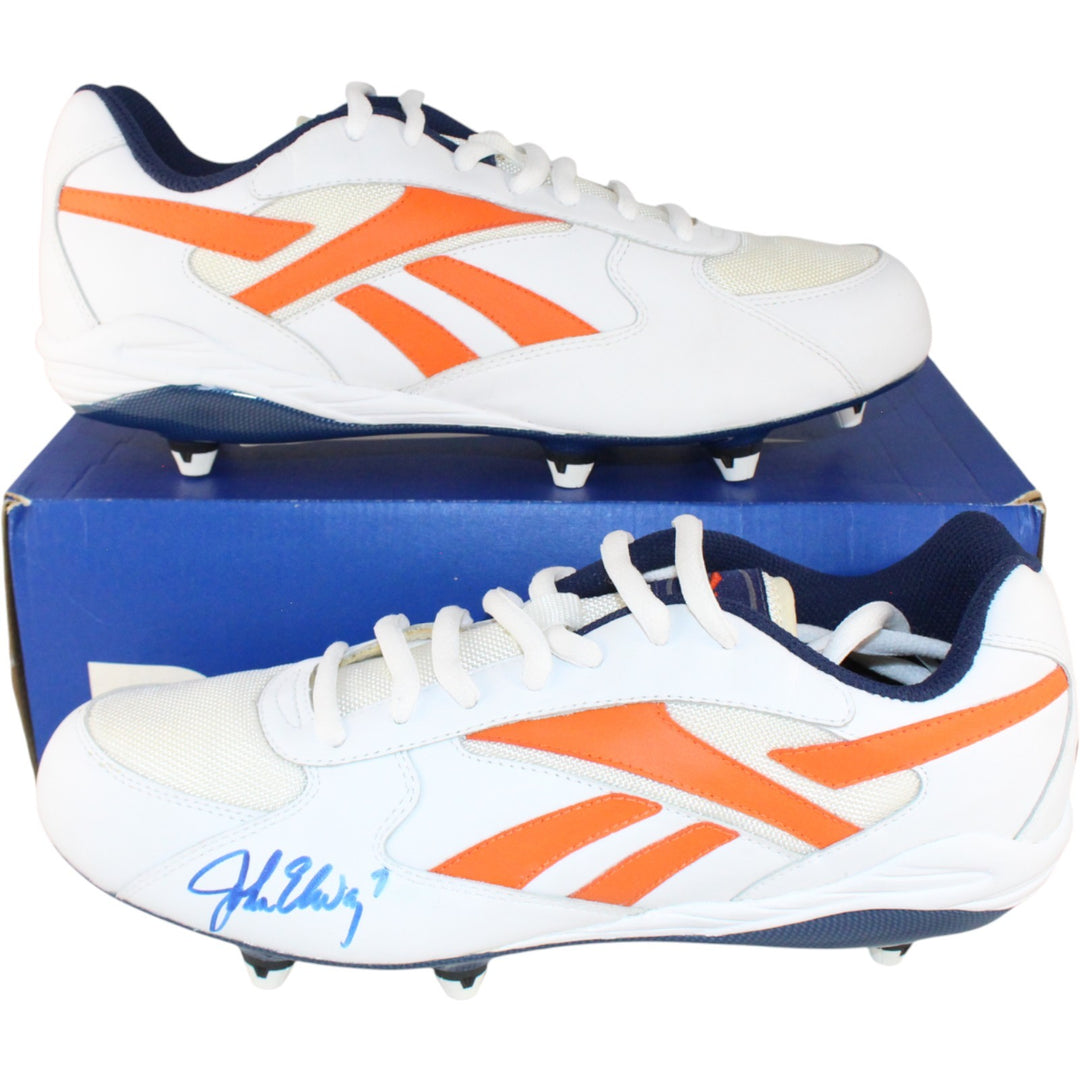 John Elway Signed Denver Broncos Reebok Sz 11.5 Game Issued '97 Cleats BAS 52861