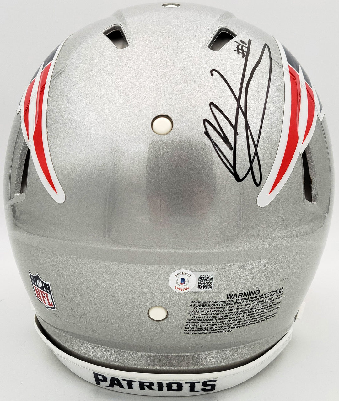 Mac Jones Signed Patriots Silver Full Size Authentic Speed Helmet Beckett