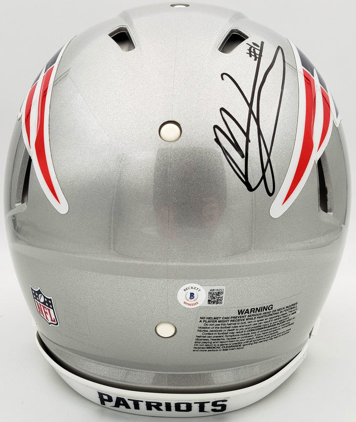 Mac Jones Signed Patriots Silver Full Size Authentic Speed Helmet Beckett