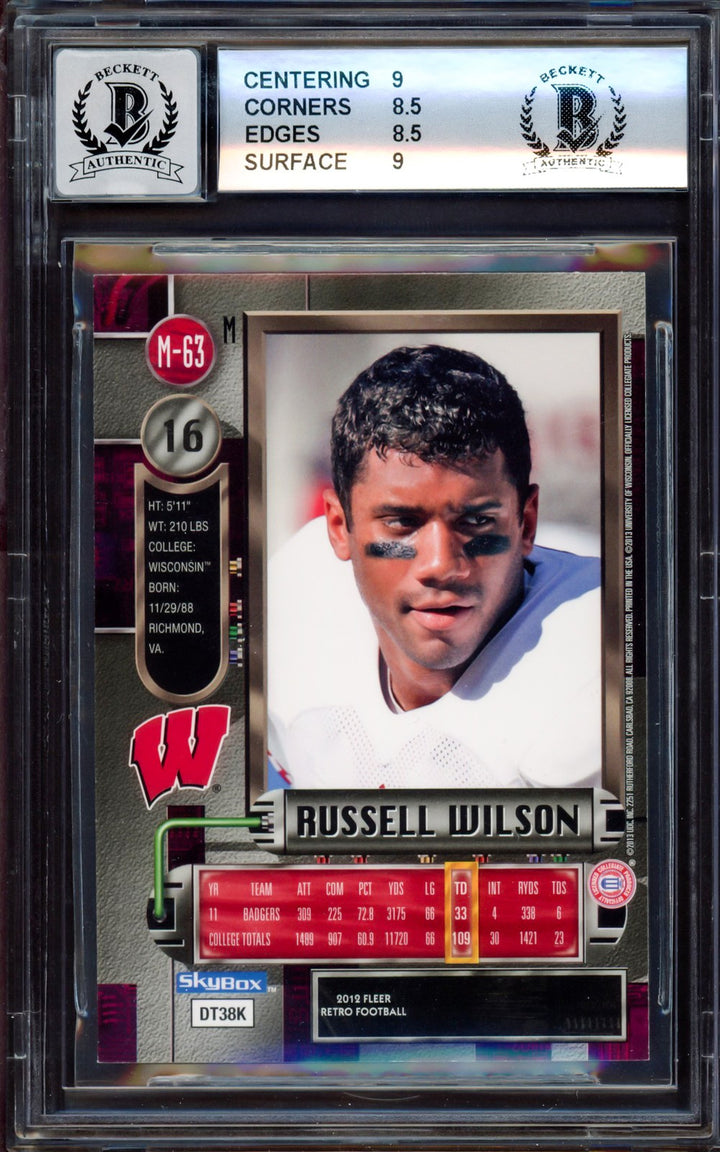 Russell Wilson Signed 2012 Fleer Metal Universe RC M-63 BGS 8.5 Sig 10 Beckett