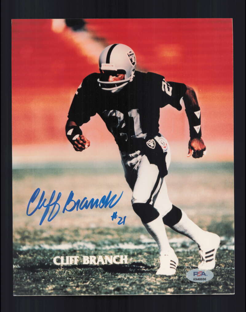 Cliff Branch PSA DNA Signed  8x10 Photo Autograph Raiders
