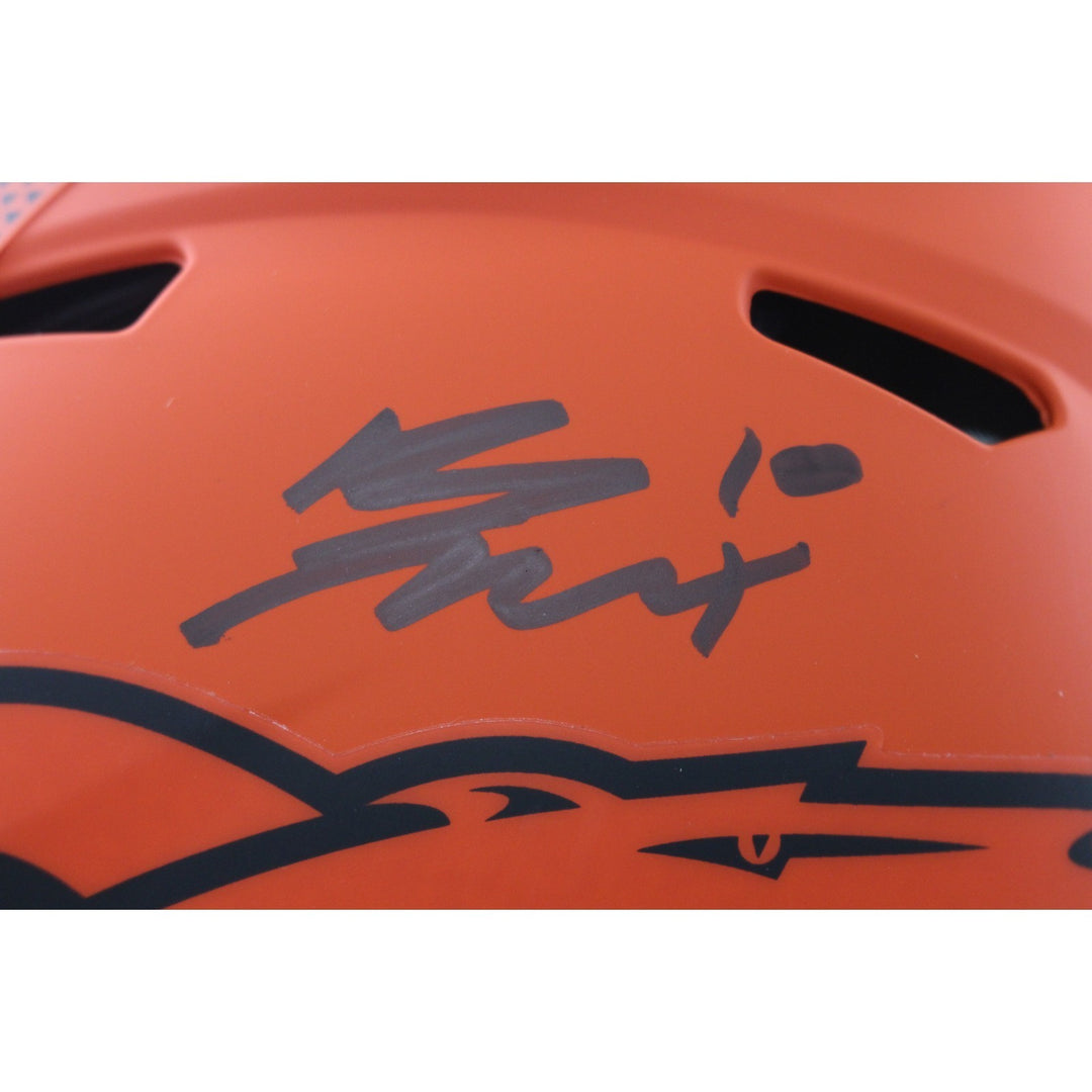 Bo Nix Autographed Denver Broncos Authentic Rave Helmet Beckett Witness 55114