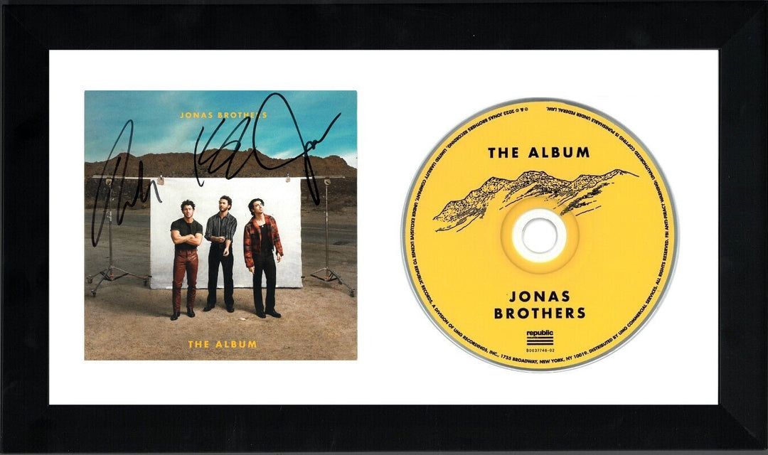 Jonas Brothers signed 2023 The Album Cover Booklet w/CD & Case Framed- 3 sigs