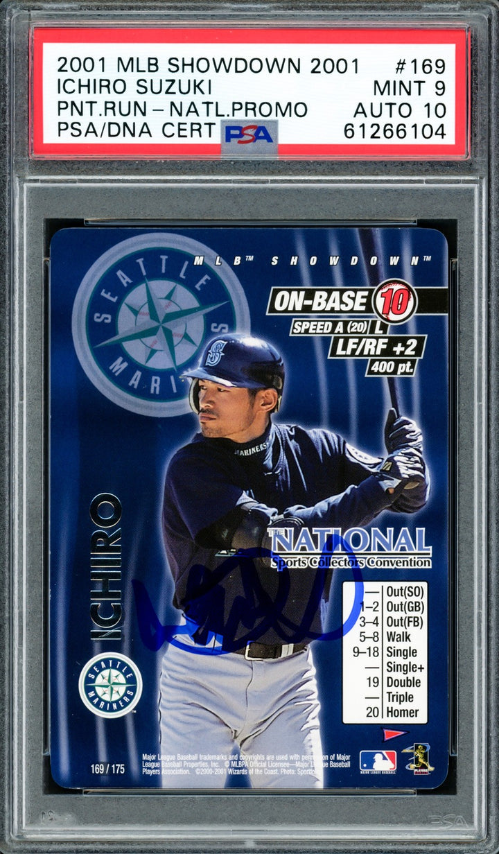 Ichiro Suzuki Auto 2001 MLB Showdown National Promo RC 169 Mariners PSA 9 Sig 10