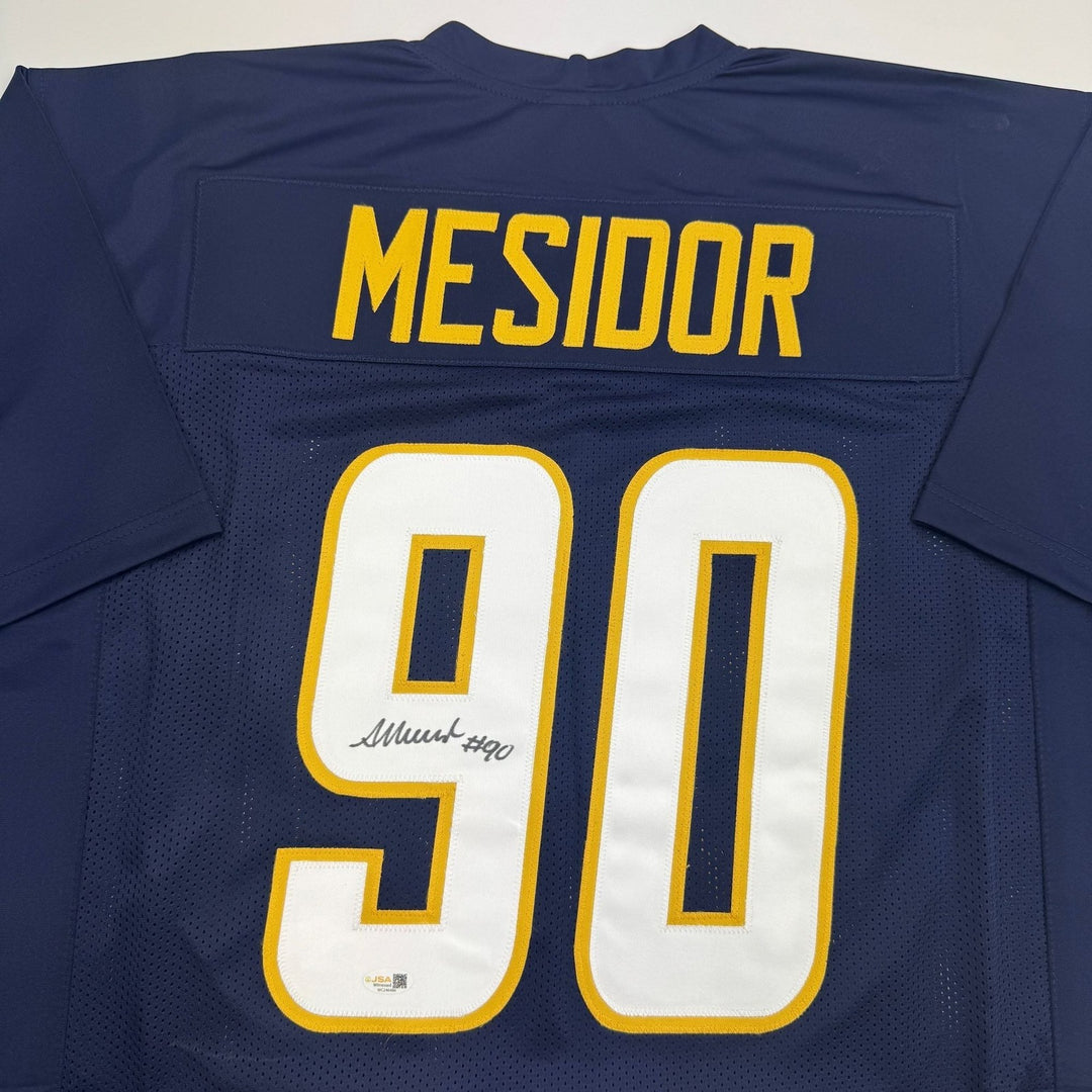 Autographed/Signed Akheem Mesidor Los Angeles Navy Blue Jersey JSA COA