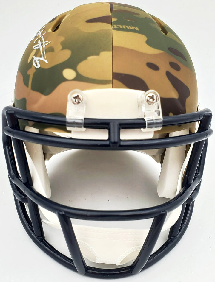 Devonta Smith Signed Alabama Crimson Tide Camo Speed Mini Helmet Beckett BAS
