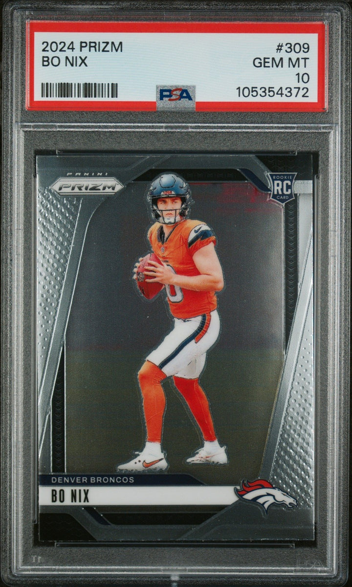 Graded 2024 Panini Prizm Bo Nix #309 Rookie RC Card PSA 10 Gem Mint