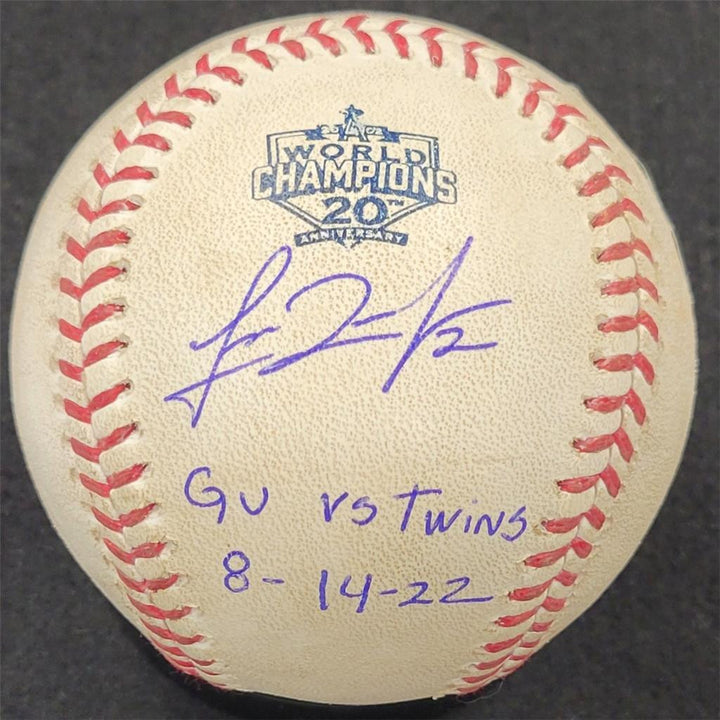 Luis Rengifo signed "GU vs Twins 8-14-22" 2022 GU Game Used MLB Baseball MLB BAS