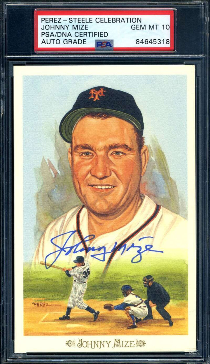 Johnny Mize Gem Mint 10 PSA DNA Signed Perez Steele Celebration Autograph