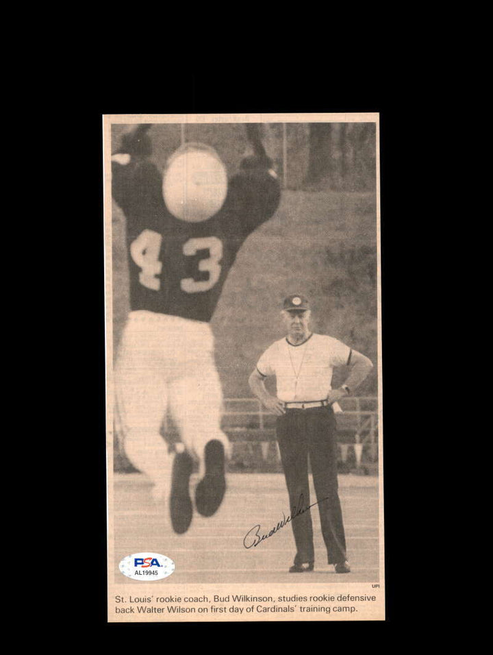 Bud Wilkinson PSA DNA Signed 5x9 Autograph Photo Cardinals