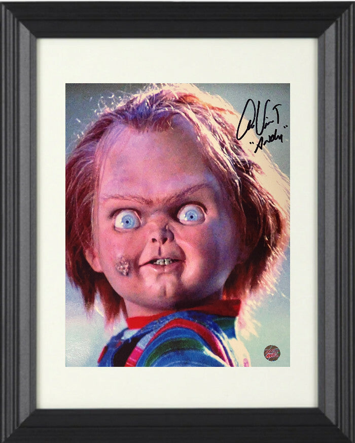 Alex Vincent signed Child's Play 8x10 Photo Framed Andy with Chucky-AWM Holo/COA
