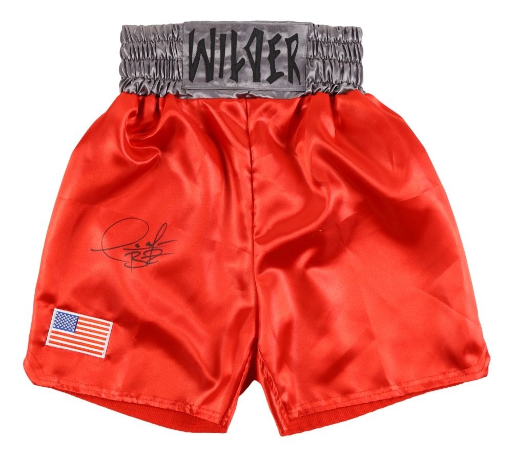 Deontay Wilder Signed Custom Red Boxing Trunks BAS