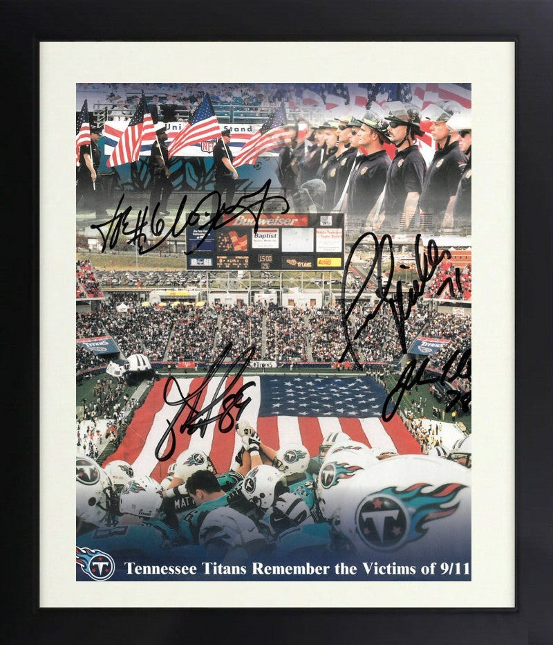 2001 TN Titans Remember 9/11 signed 8.5x11 Photo Framed- 4 Sig-COAFrank  Wycheck