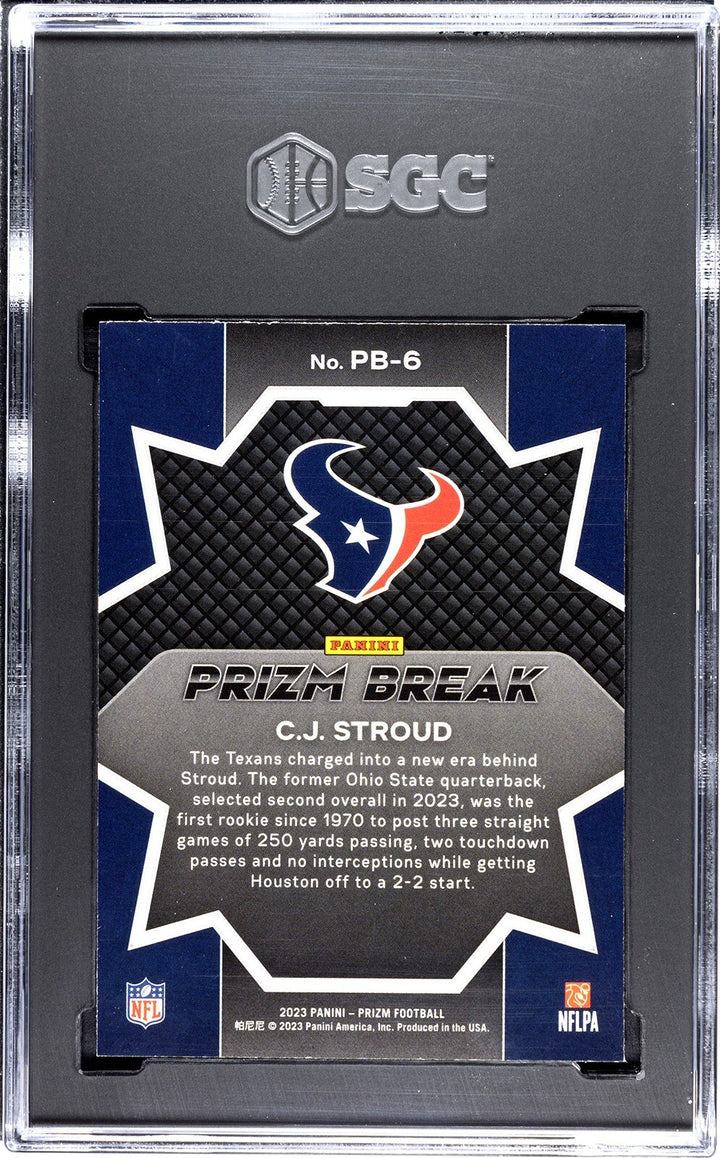 CJ/C.J. Stroud 2023 Panini Prizm Break Rookie Card #PB-6- SGC Graded 10 Gem Mint