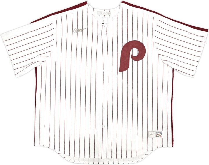 Phillies Mike Schmidt Auto White Nike Cooperstown Collection Jersey 2XL JSA