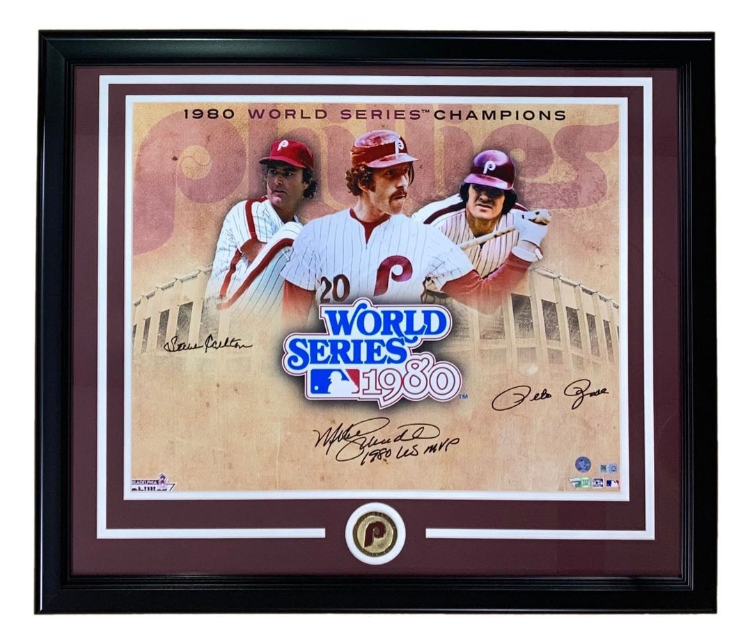 Mike Schmidt Pete Rose Steve Carlton Signed Framed 16x20 Phillies Photo Fanatics