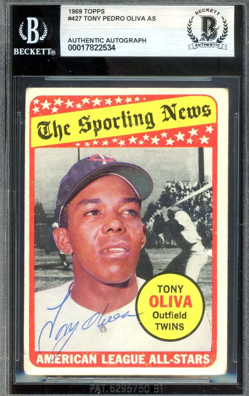 Tony Oliva Beckett BAS Vintage Signed 1969 Topps All Star Autograph